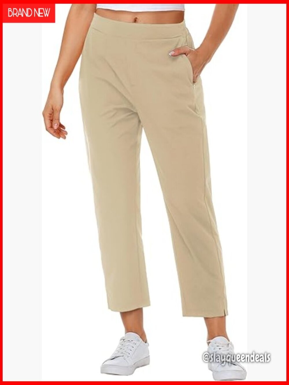 High Waisted Stretch Golf Pants with Zip Pockets Travel Work Active